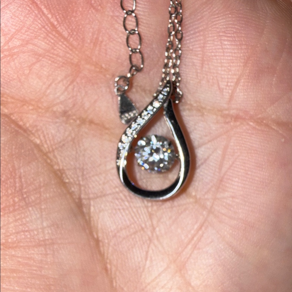 Elegant Silver Mossanite Teardrop Pendant Necklace